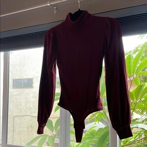 Madewell Red Puff Sleeve Fitted Bodysuit